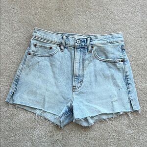 Abercrombie & Fitch Acid Wash Distressed High Rise Mom Denim Shorts